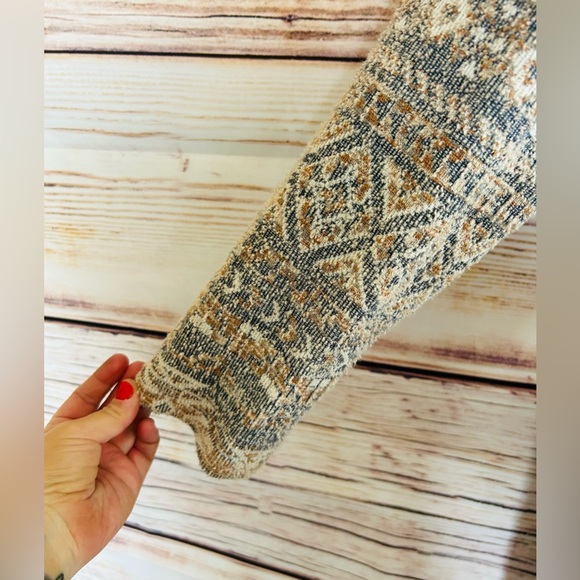 Lucky Brand Women’s Plus Aztec Boho  Open Front Knit Textured Cardigan Sweater - Picture 6 of 14